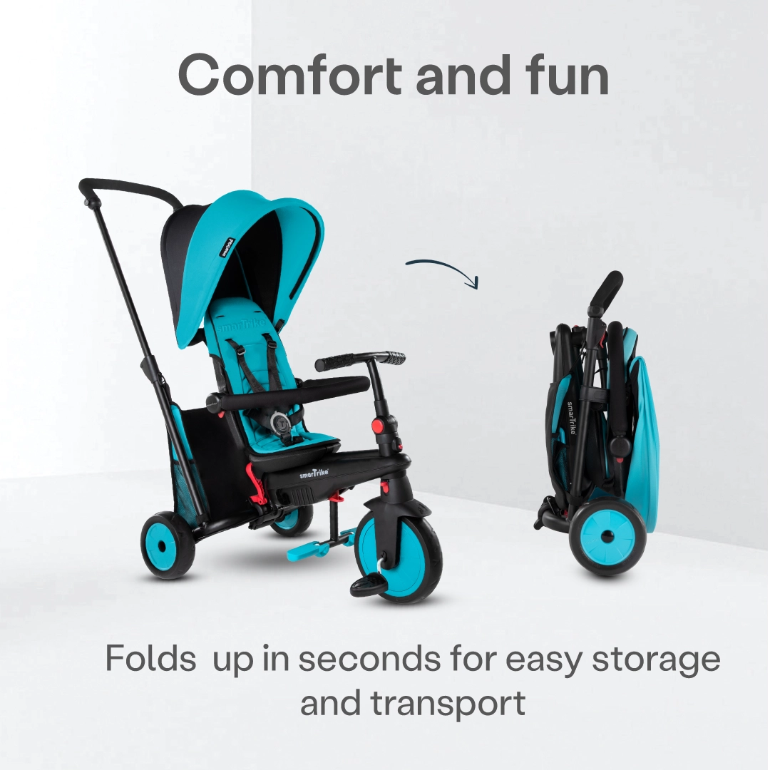 str3 folding pushchair trike blue